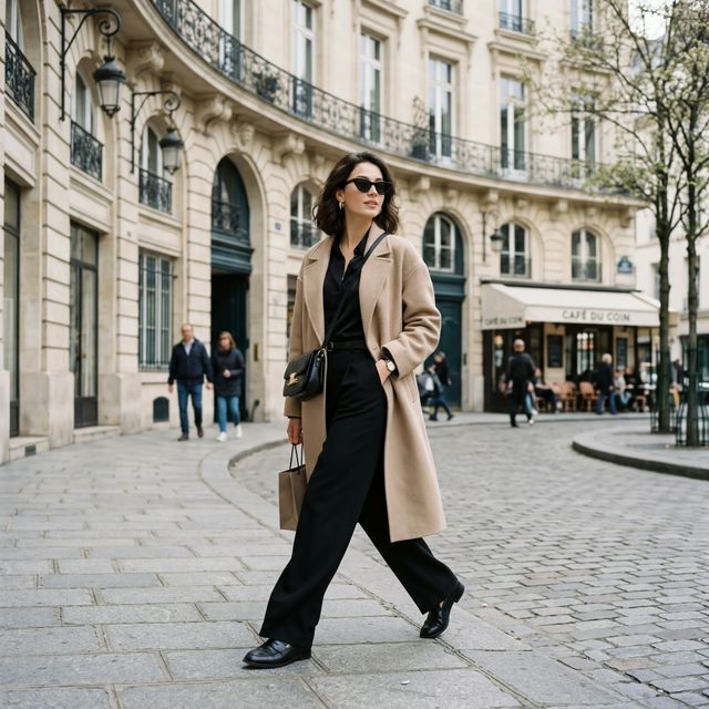 Model walking in coat